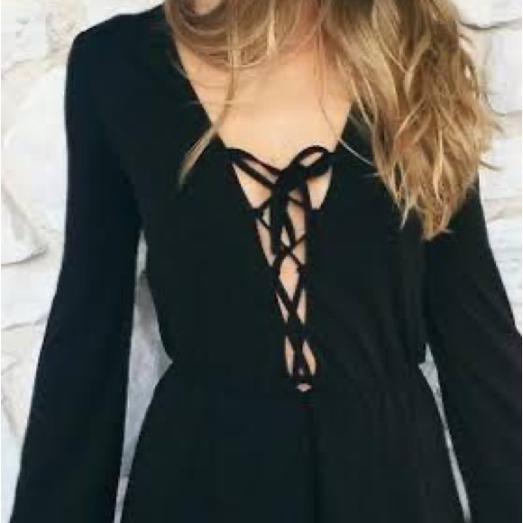 Topshop size 2 black tie front long sleeve romper 129 - Picture 1 of 5